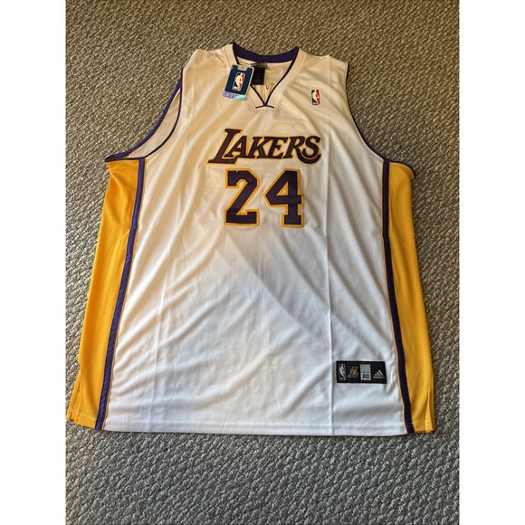 NEW W/‎ TAGS Kobe Bryant Los Angeles Lakers Jersey #24 Adidas White Sz 60 3Xl